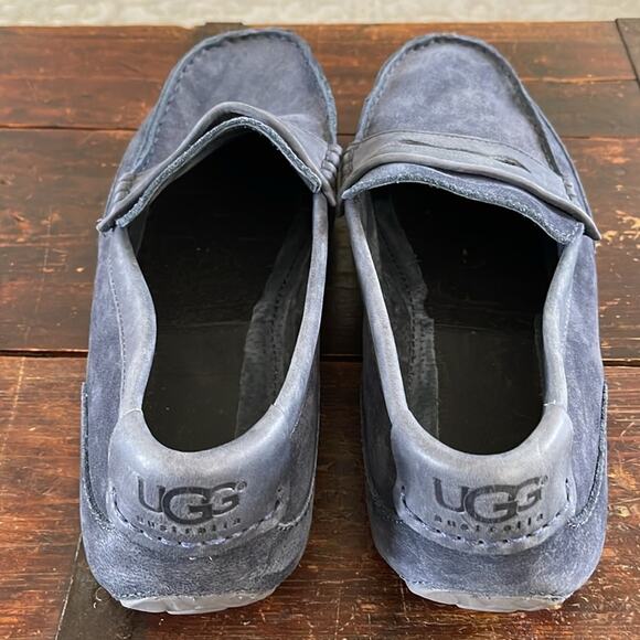 Men's Ugg Navy Nubuck Leather Slip On Driving Moccasin Loafers Size 11 - Picture 6 of 7